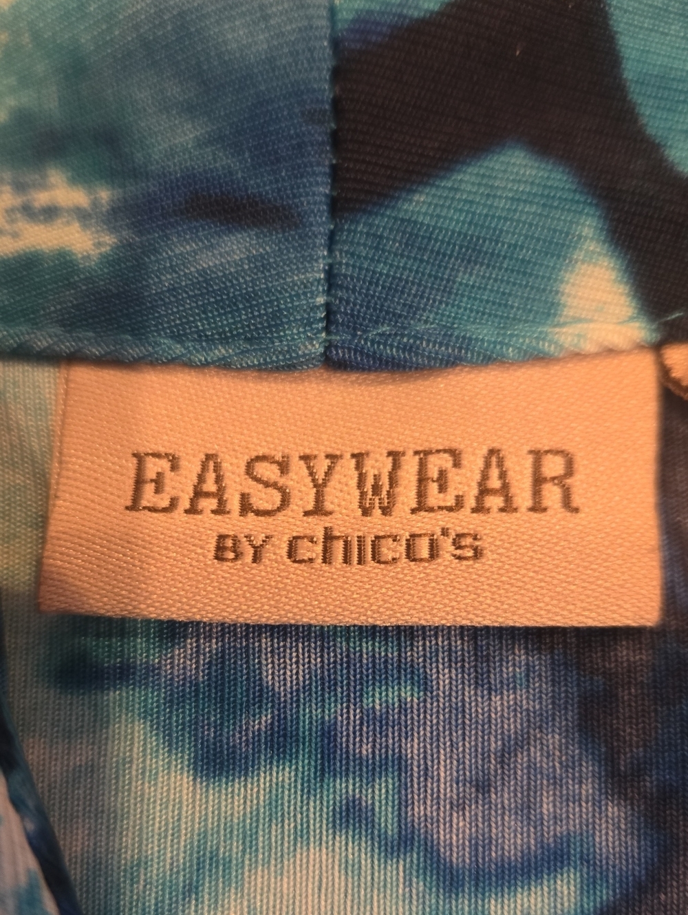 Easywear By Chico's Shades of Blue Design Print Open Front Cardigan - Picture 2 of 8